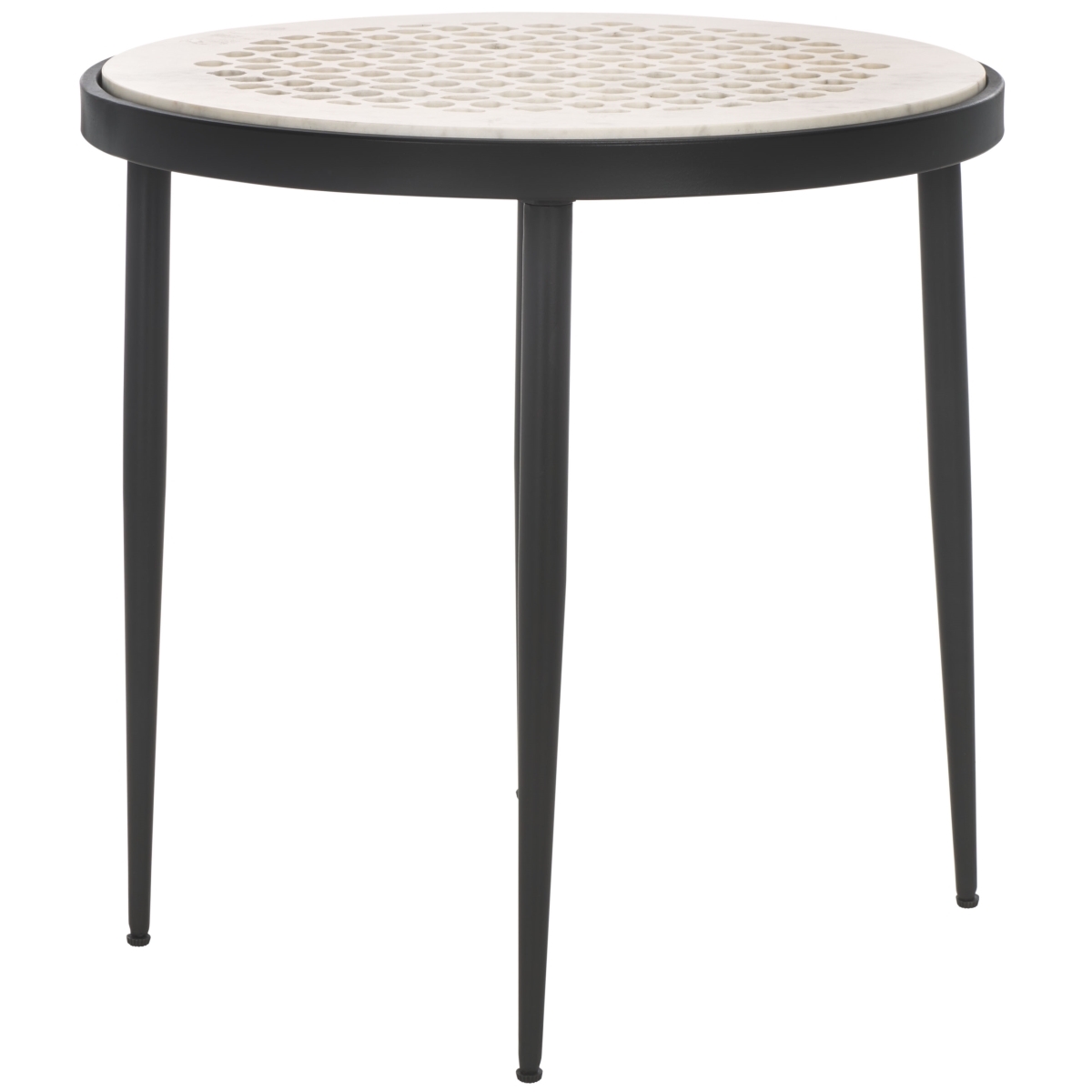 Elly Marble Cnc Side Table - White Marble / Black - Safavieh - Image 7