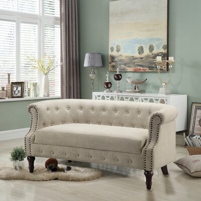 Kjellfrid 54.75" Wide Linen Rolled Arm Curved Loveseat - Image 0
