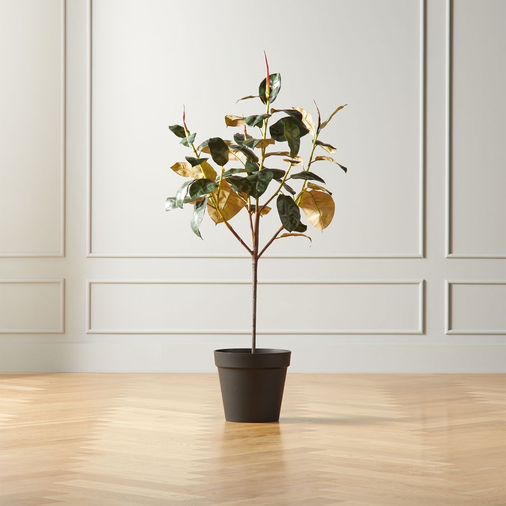 Potted Faux Rubber Plant 4.5' - Image 0