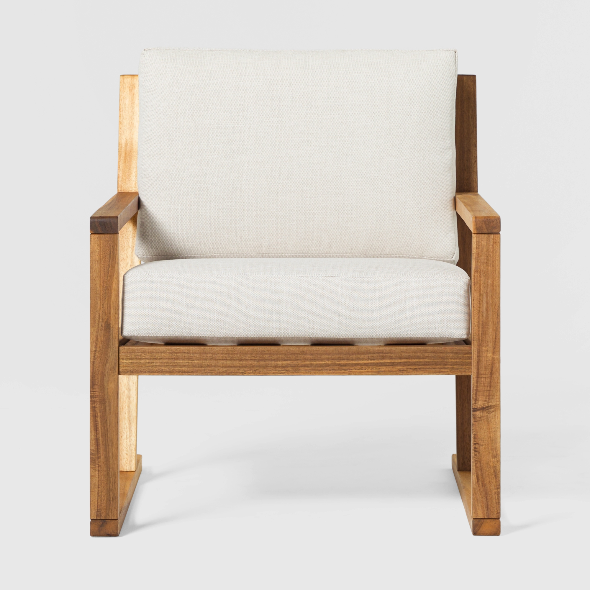 Modern Slat Back Wood Club Chair - Natural - Image 5