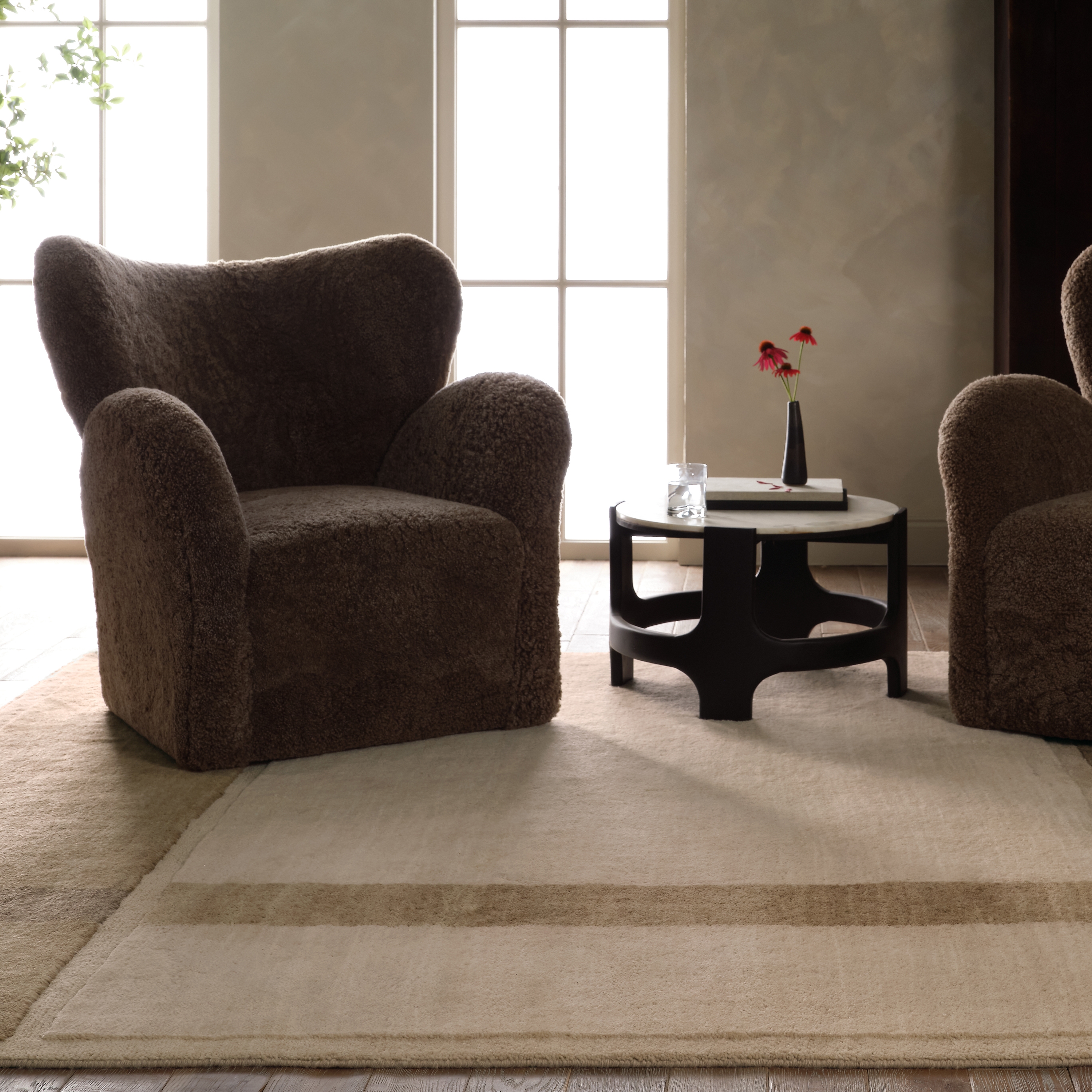 Kole SML01 Handknotted Contemporary Brown and Tan Area Rug (6'x9') - Image 4