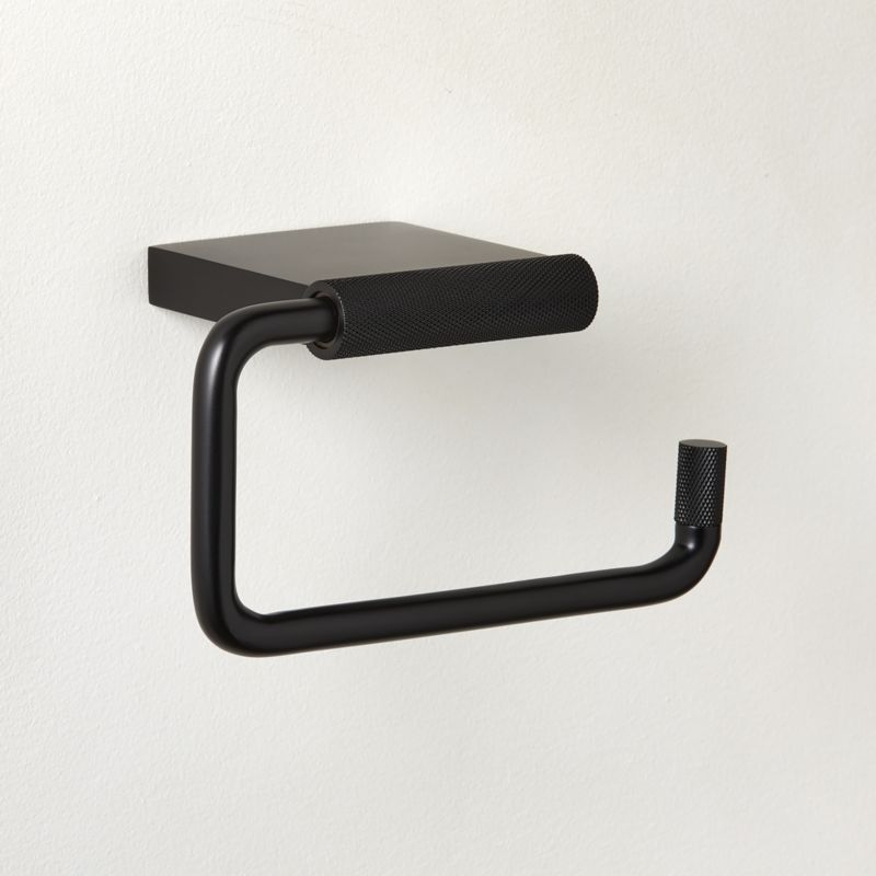 Nicolo Knurled Black Wall-Mounted Toilet Paper Holder - Image 1