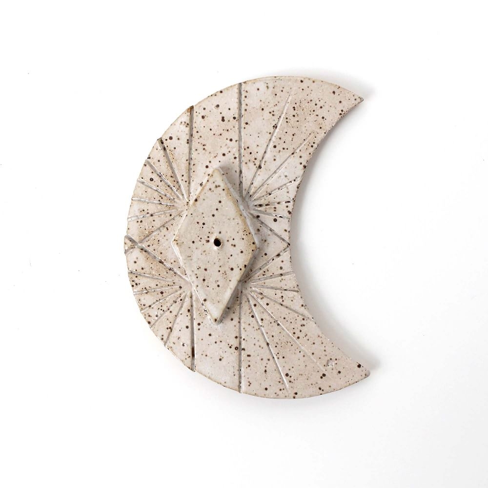 Janelle Gramling Ceramic Incense Holder Glazed Ceramic White Moon - Image 0