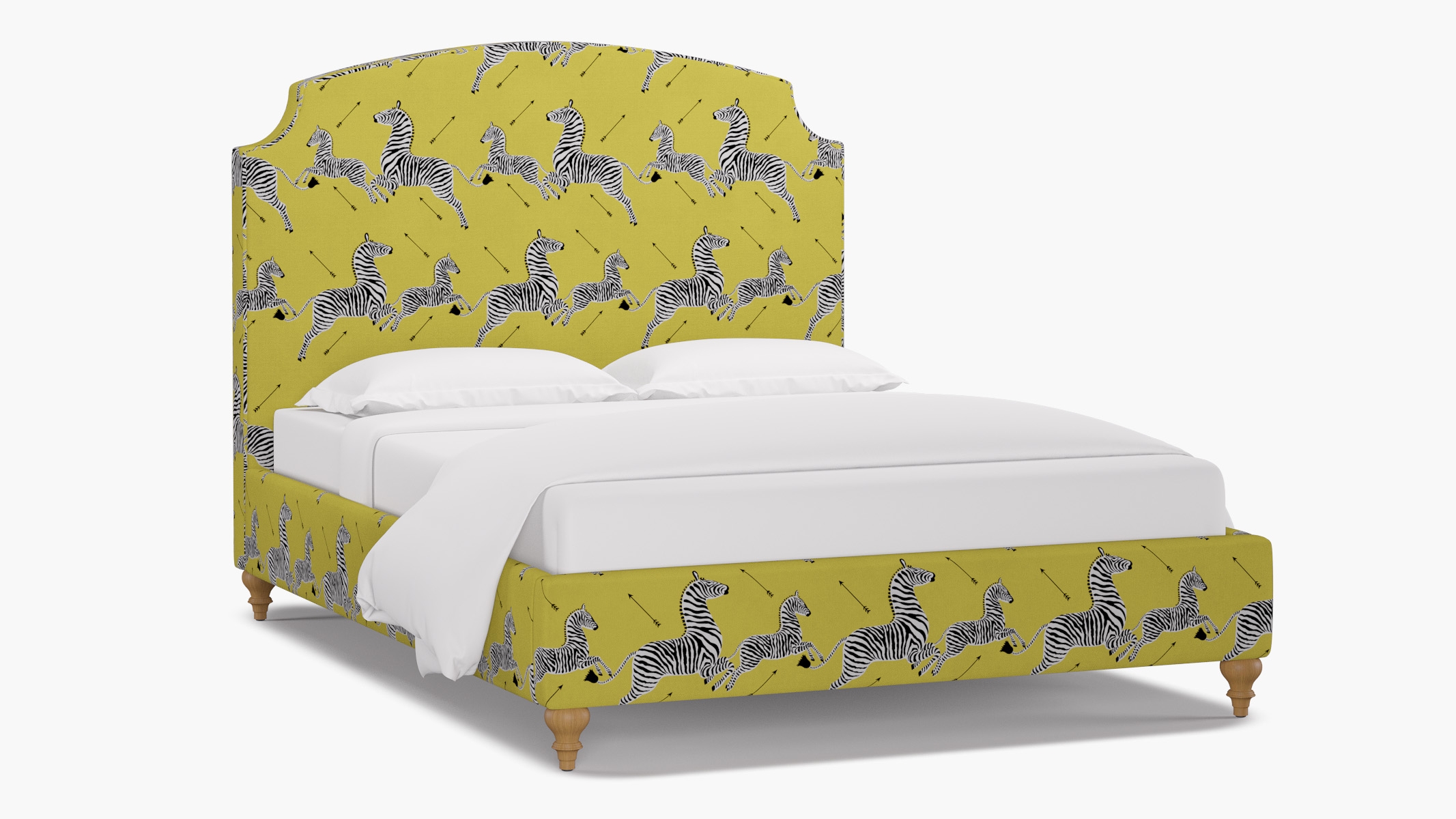 Cove Bed, Yellow Zebra, Natural Traditional Turned Leg, Twin - Image 1