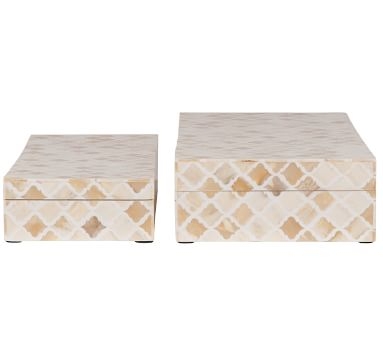 Gabriella Bone Decorative Box, Set of 2, White - Image 2