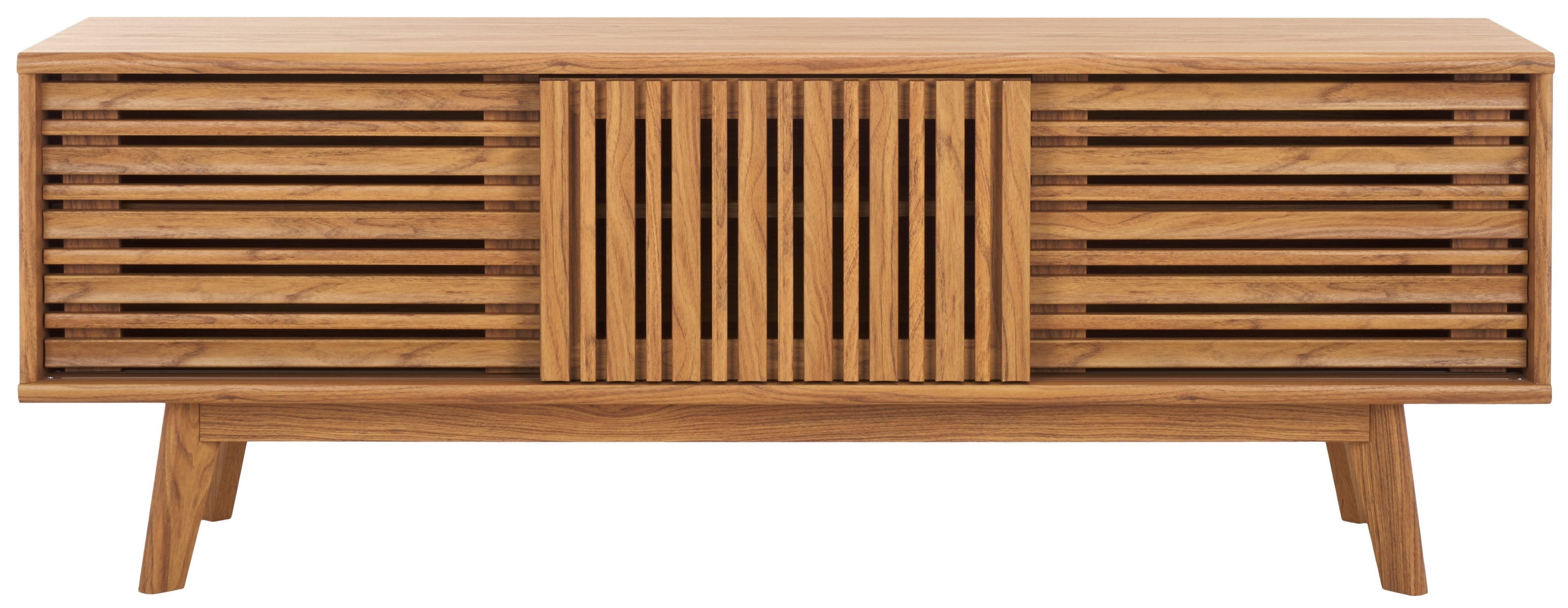 Esma 3 Door Media Stand - Oak - Safavieh - Image 0