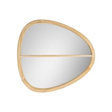 Oval Wooden Wall Mirror With Shelf - Image 0