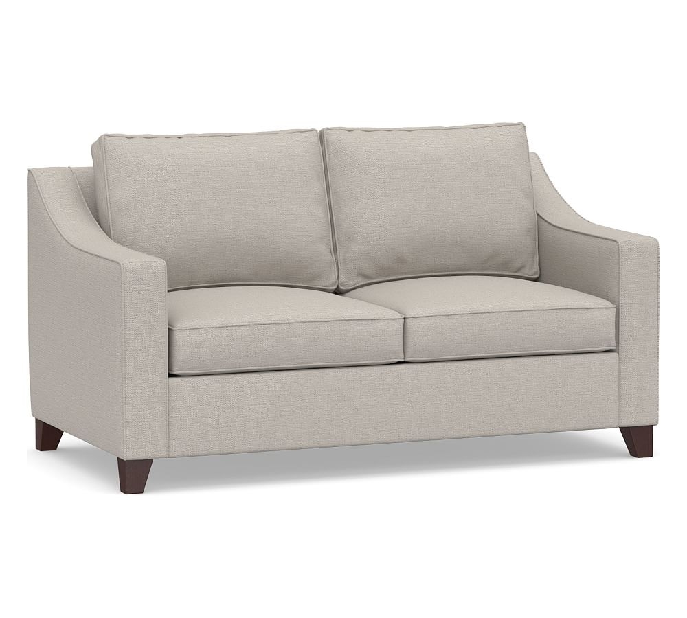 Cameron Slope Arm Upholstered Full Sleeper Sofa, Polyester Wrapped Cushions, Chunky Basketweave Stone - Image 0