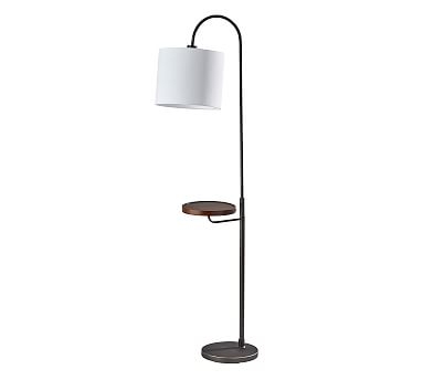 Edward Wooden Shelf Floor Lamp with USB Port, Bronze - Image 0