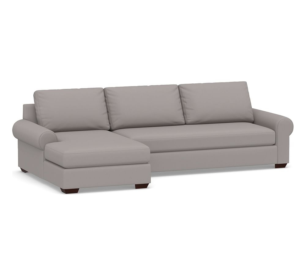Big Sur Roll Arm Upholstered Right Arm Sofa with Chaise Sectional and Bench Cushion, Down Blend Wrapped Cushions, Performance Twill Metal Gray - Image 0