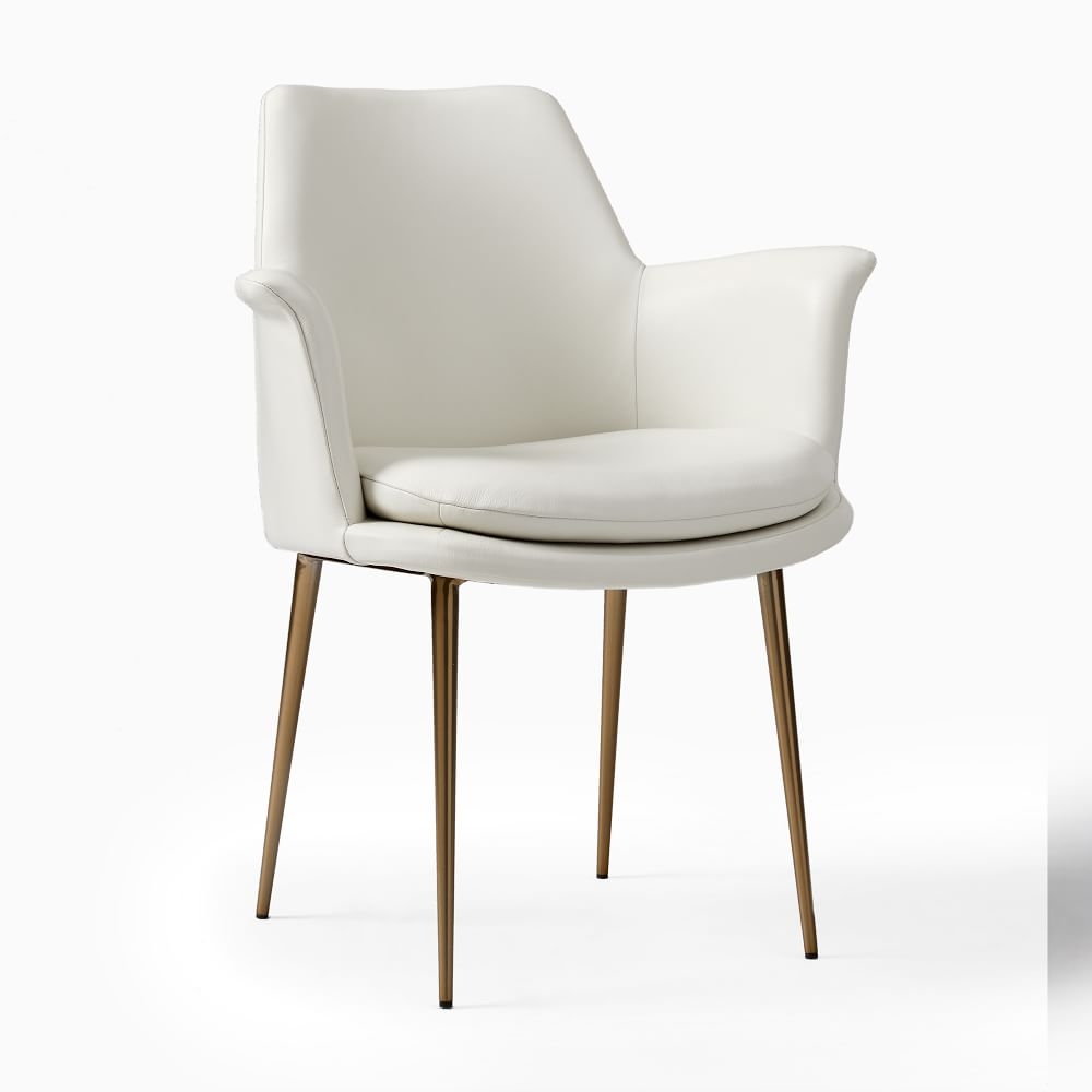Finley Wing Dining Chair, Sierra Leather, White Light Bronze - Image 0