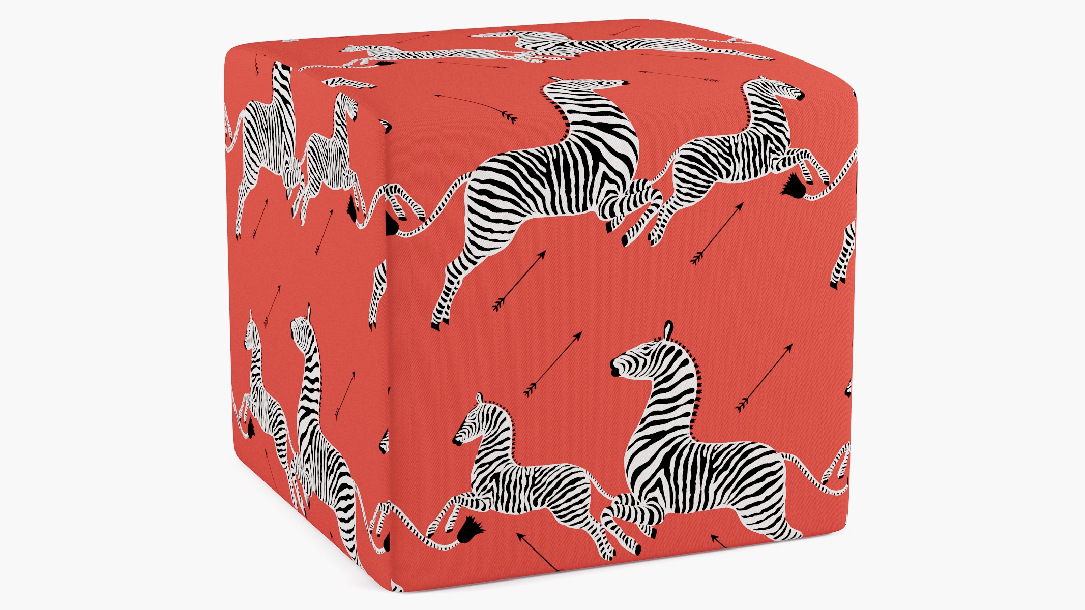 Cube Ottoman, Coral Zebra - Image 1