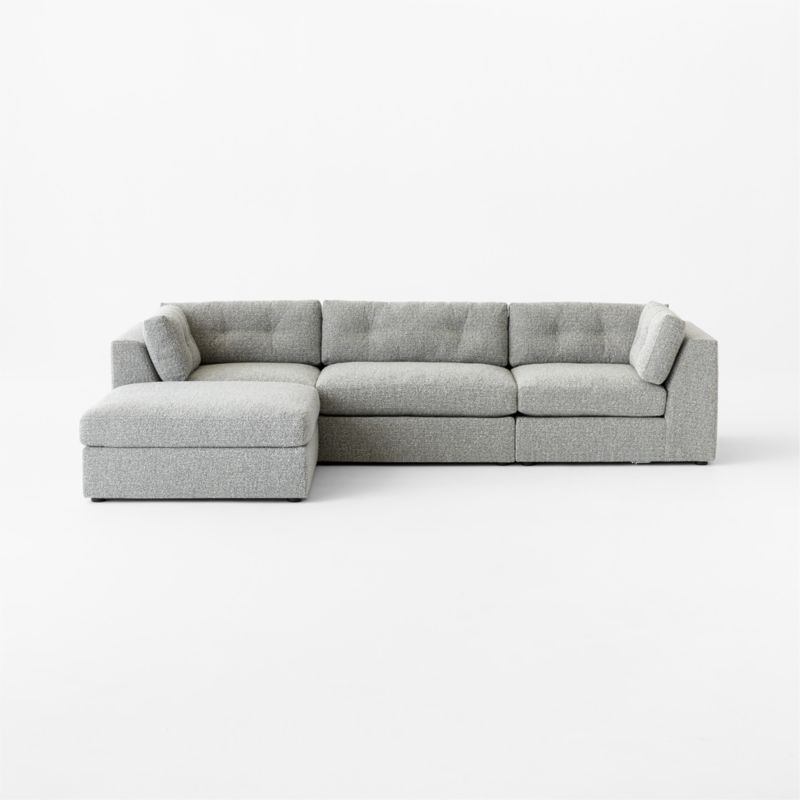 Sohla 4-Piece L-Shaped Grey Boucle Sectional Sofa - Image 1