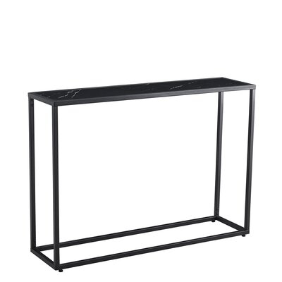 Console Talbe Minimalist Porch Table Sofa Sidetable, MDF Boards, Metal Frame , Rectangle Shape, Black - Image 0