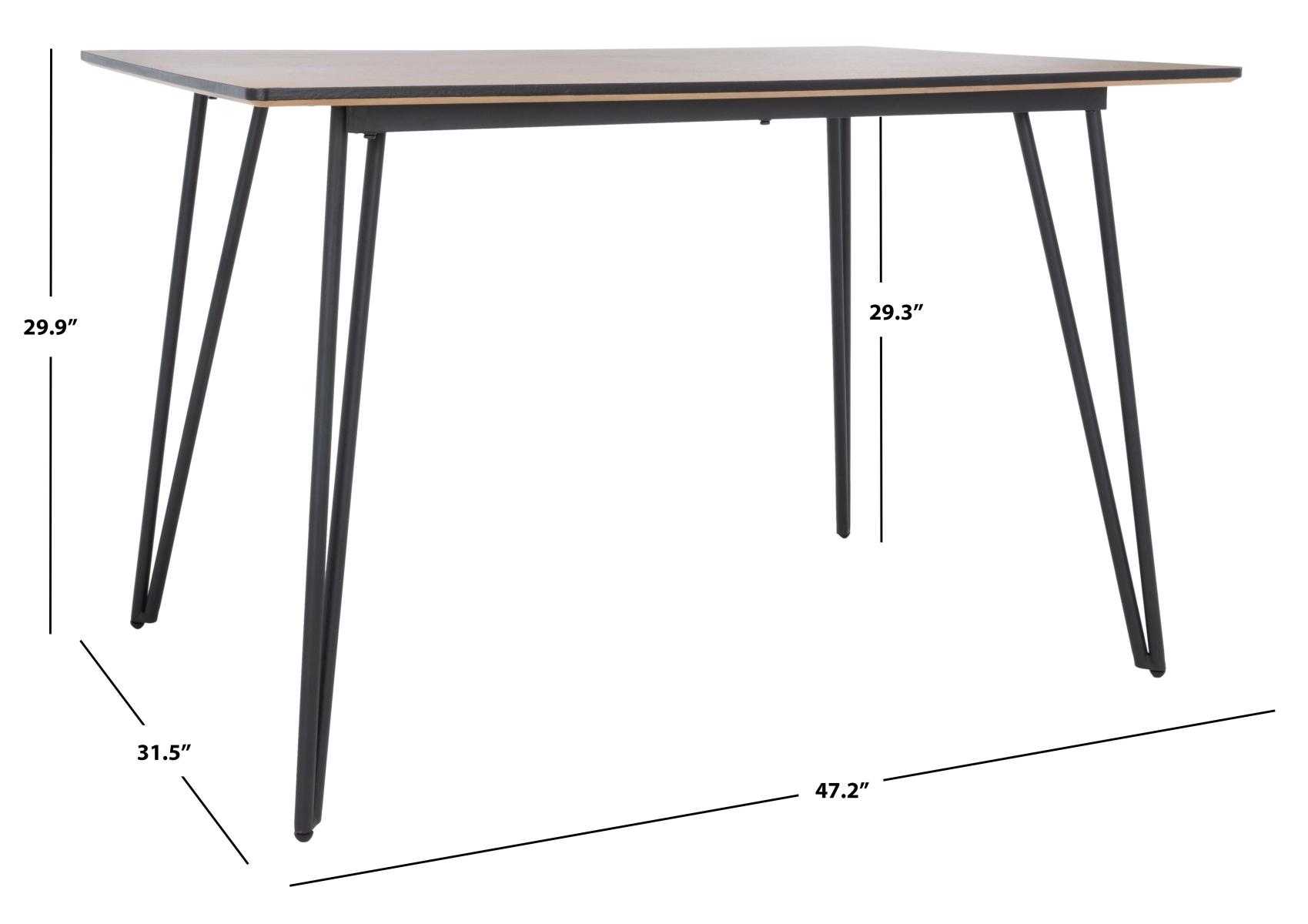 Lexzandra Dining Table - Natural / Black - Safavieh - Image 7