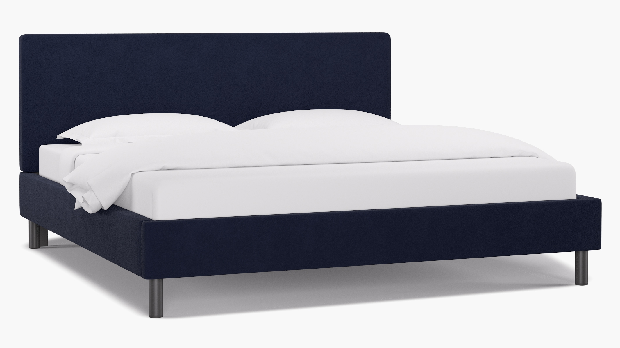 Tailored Platform Bed, Navy Classic Velvet, King - Image 0