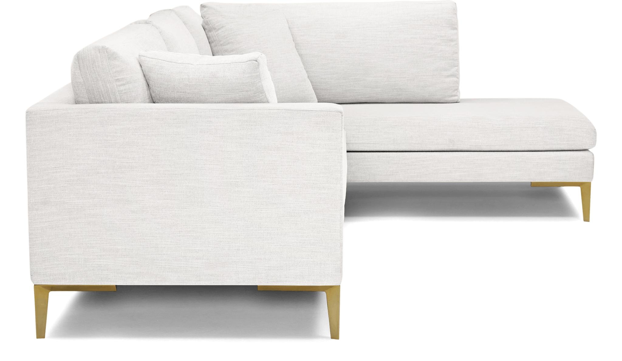 White Ainsley Mid Century Modern Sectional with Bumper - Tussah Blizzard - Left - Image 2