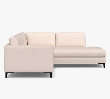 Ansel Upholstered Left Sofa Return Bumper Sectional, Polyester Wrapped Cushions, Performance Heathered Basketweave Dove - Image 3