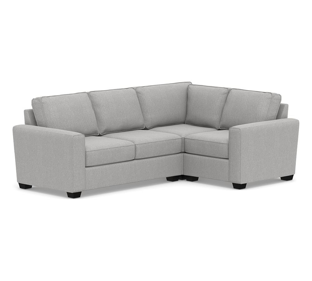 SoMa Fremont Square Arm Upholstered Left Arm 3-Piece Corner Sectional, Polyester Wrapped Cushions, Sunbrella(R) Performance Chenille Fog - Image 0