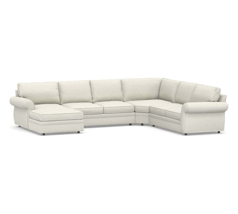 Pearce Roll Arm Upholstered Right Arm 4-Piece Wedge Sectional, Down Blend Wrapped Cushions, Performance Boucle Oatmeal - Image 0