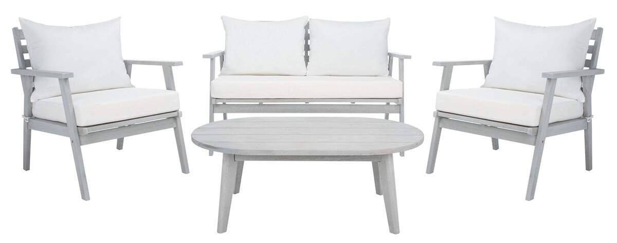 Deacon 4 Pc Living Set - Grey / Beige - Safavieh - Image 0
