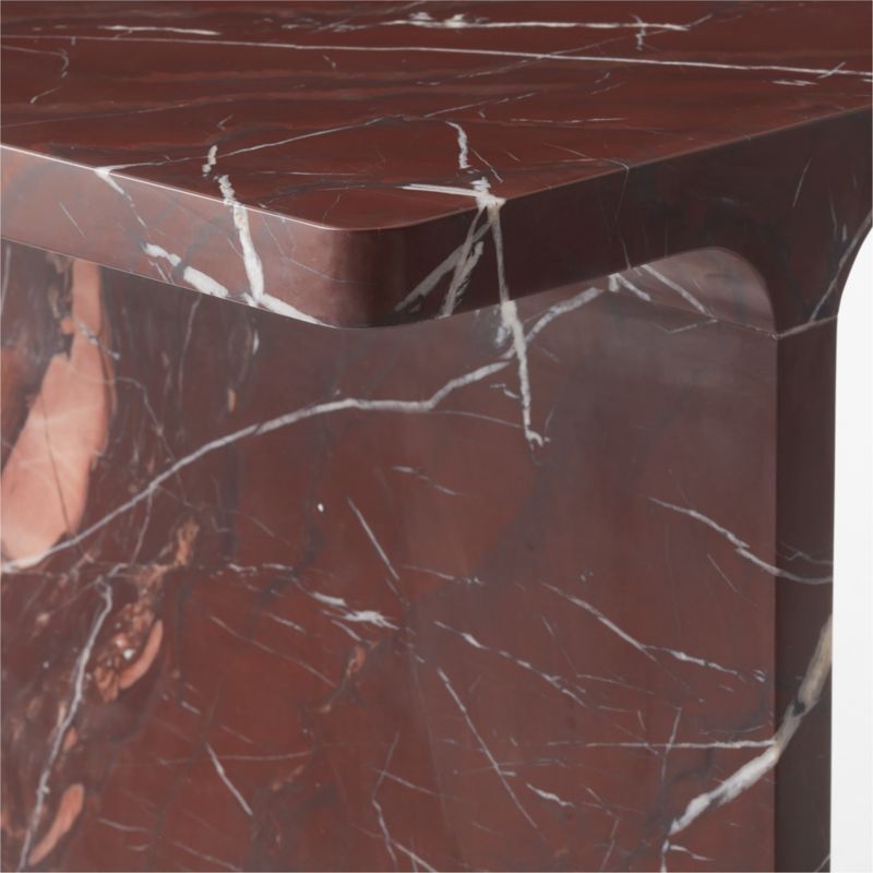 I Beam Red Marble Side Table - Image 5