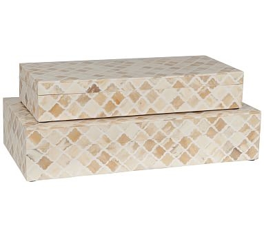 Gabriella Bone Decorative Box, Set of 2, White - Image 1