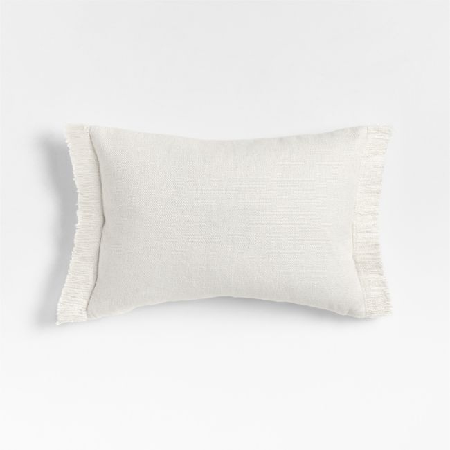 Casual Textured Fringe 24x16 Arctic Ivory Throw Pillow with Feather Insert - Image 0