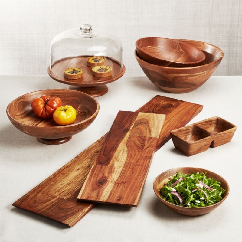 Carson Acacia Footed Fruit Bowl - Image 1