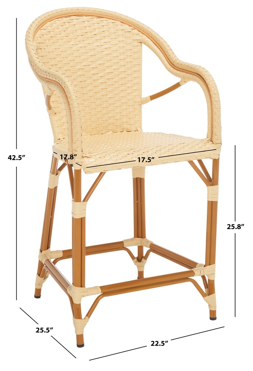 California Counter Stool W Arm - Natural - Safavieh - Image 9