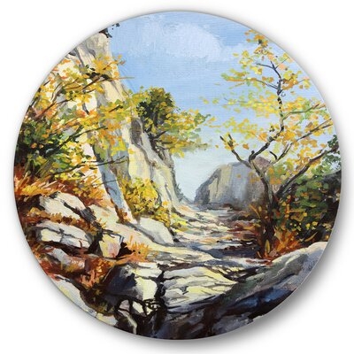 Marble Path In Autumn - Traditional Metal Circle Wall Art - Image 0