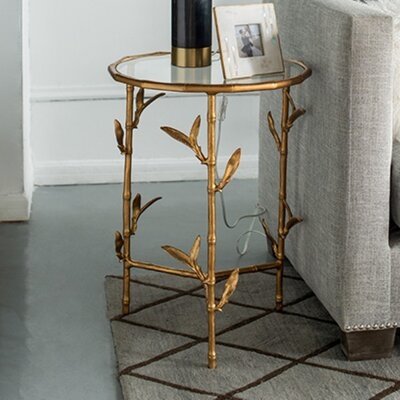 Bamboo Leaf Side Table - Brass Antique - Image 0