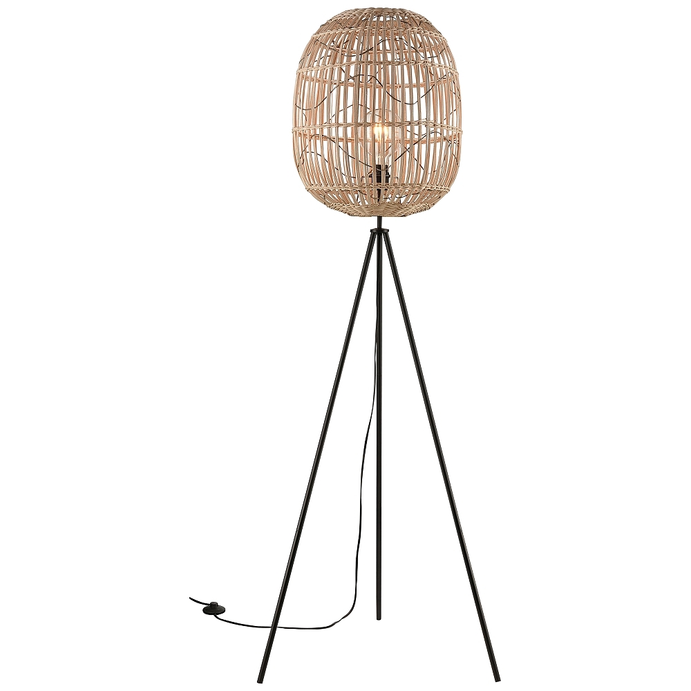 Cold Spring Tripod Floor Lamp, Oil-Rubbed Bronze & Rattan - Image 0