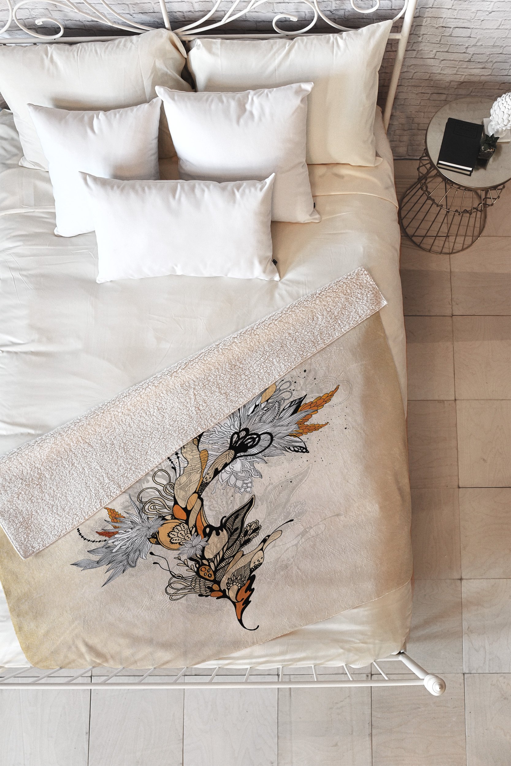 Iveta Abolina Floral 1 Fleece Throw Blanket - Medium 60" x 50" - Image 0