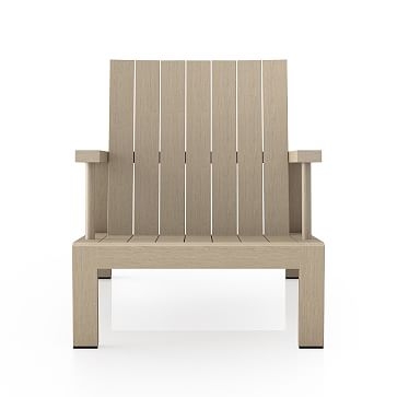 Pitched Teak Wood Outdoor Chair, Solid FSC Teak, Washed Brown - Image 1