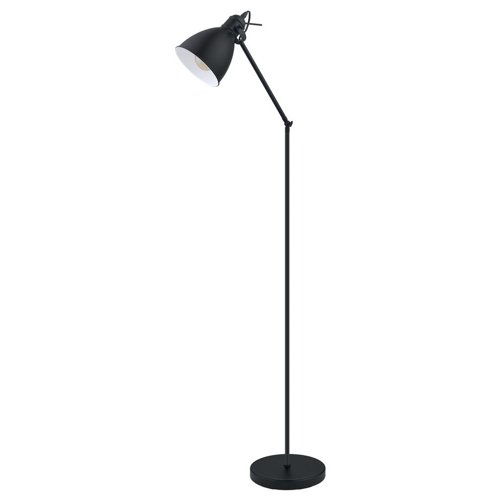 Priddy Black Floor Lamp with Black & White Metal Shade, 54" - Image 0