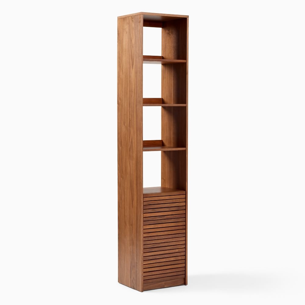 Bryce 17 Inch Narrow Open and Closed Shelving, Cool Walnut - Image 0