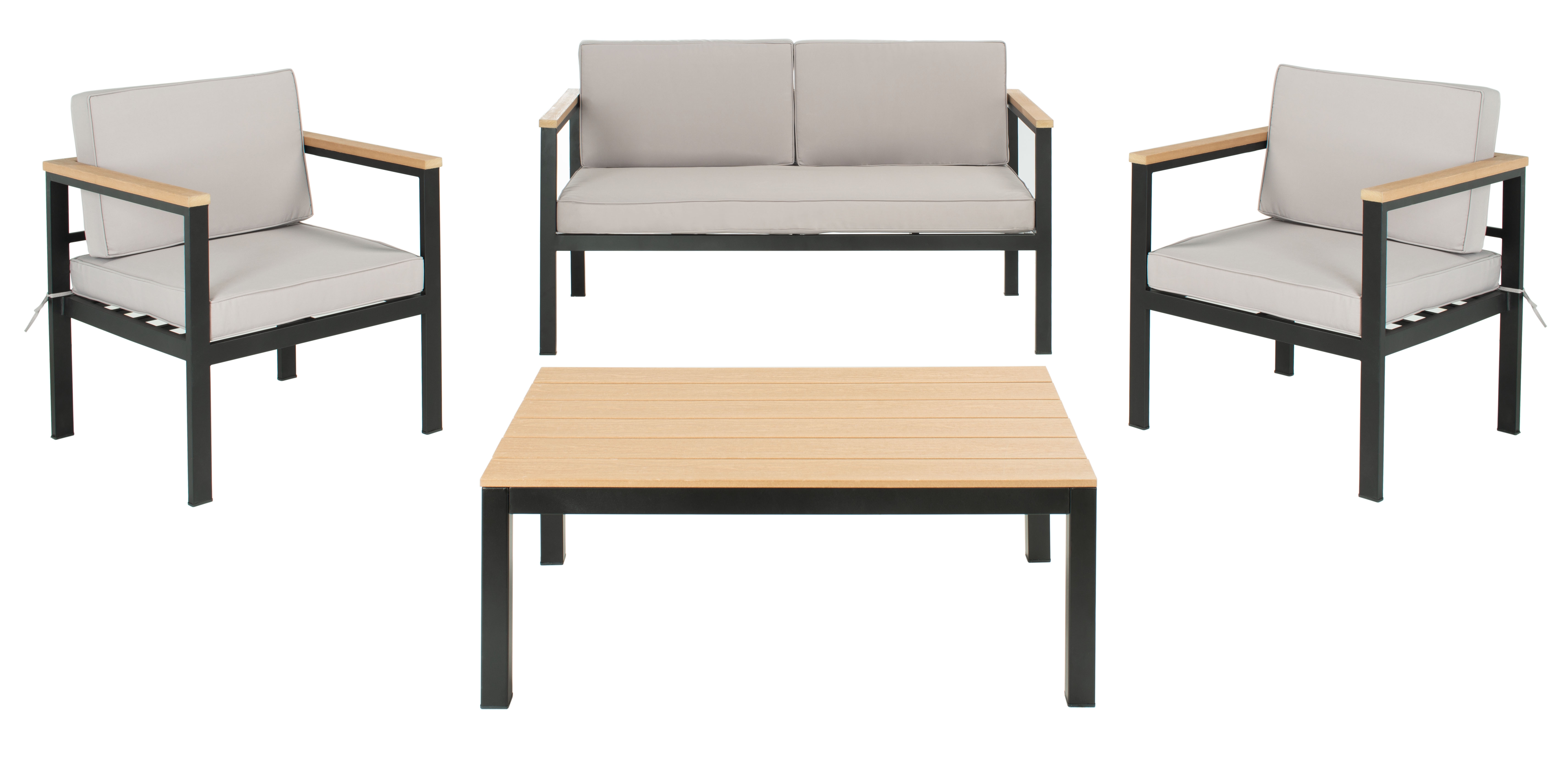 Hendor 4 Piece Living Set - Black Metal/ Grey Cushion - Safavieh - Image 0