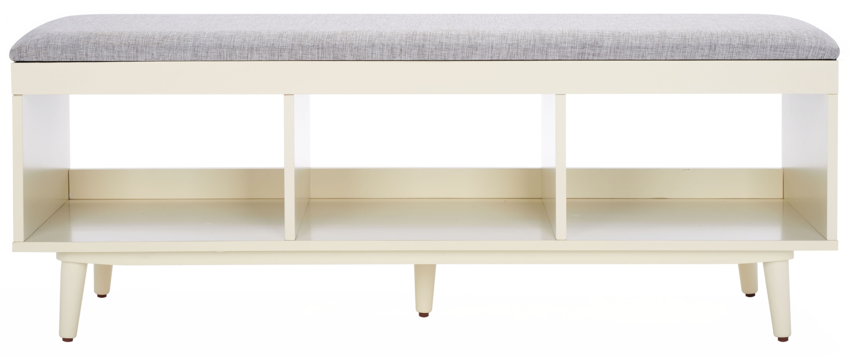 Cricket Open Shelf Bench With Cushion - Grey / Cream - Safavieh - Image 0