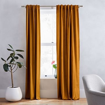Luster Velvet Curtain, Golden Oak, 48"x84" - Image 0