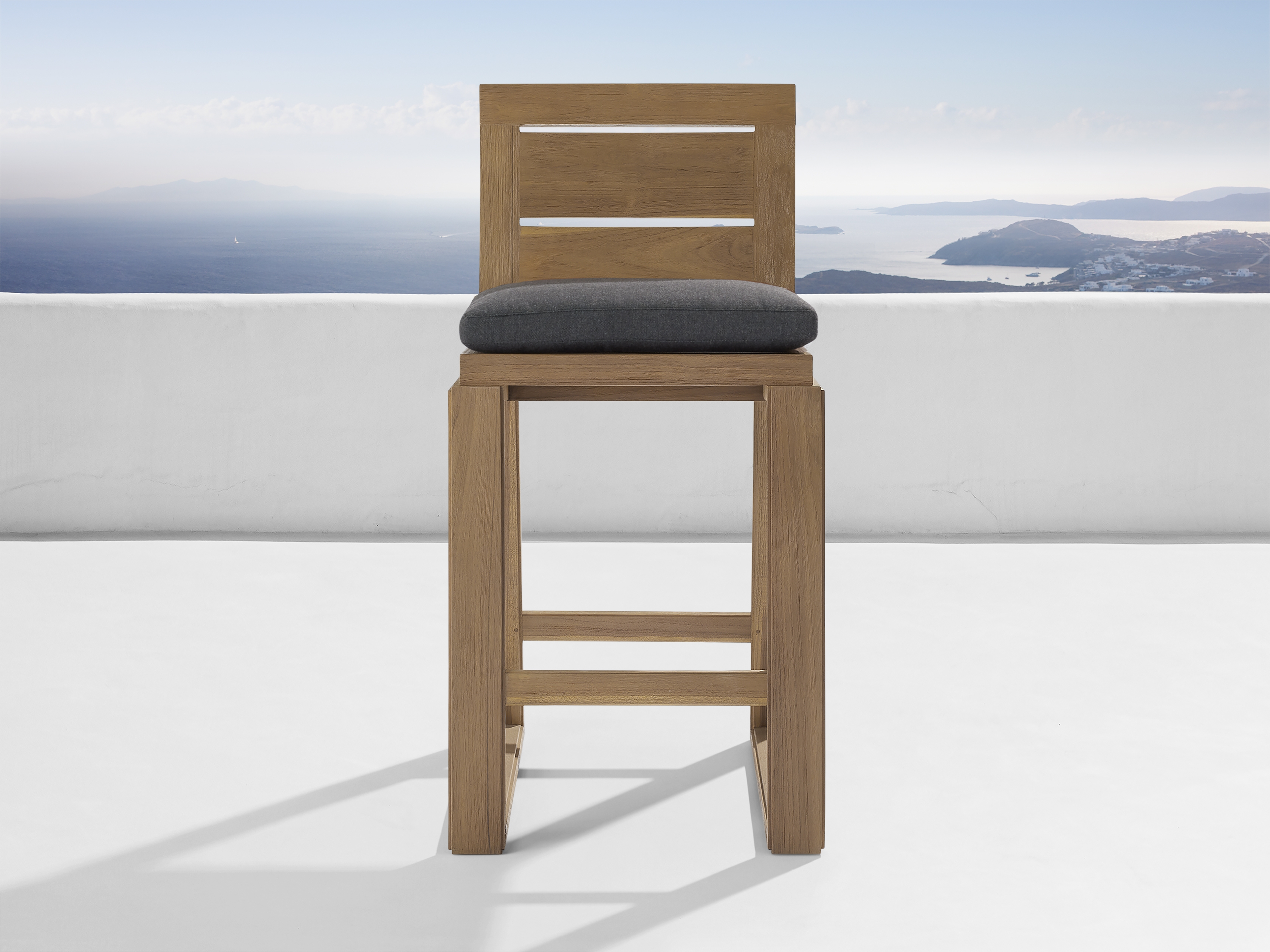 Canyon Outdoor Barstool Teak in Gray  Rosemount Graphite/Weathered Fawn - Image 0