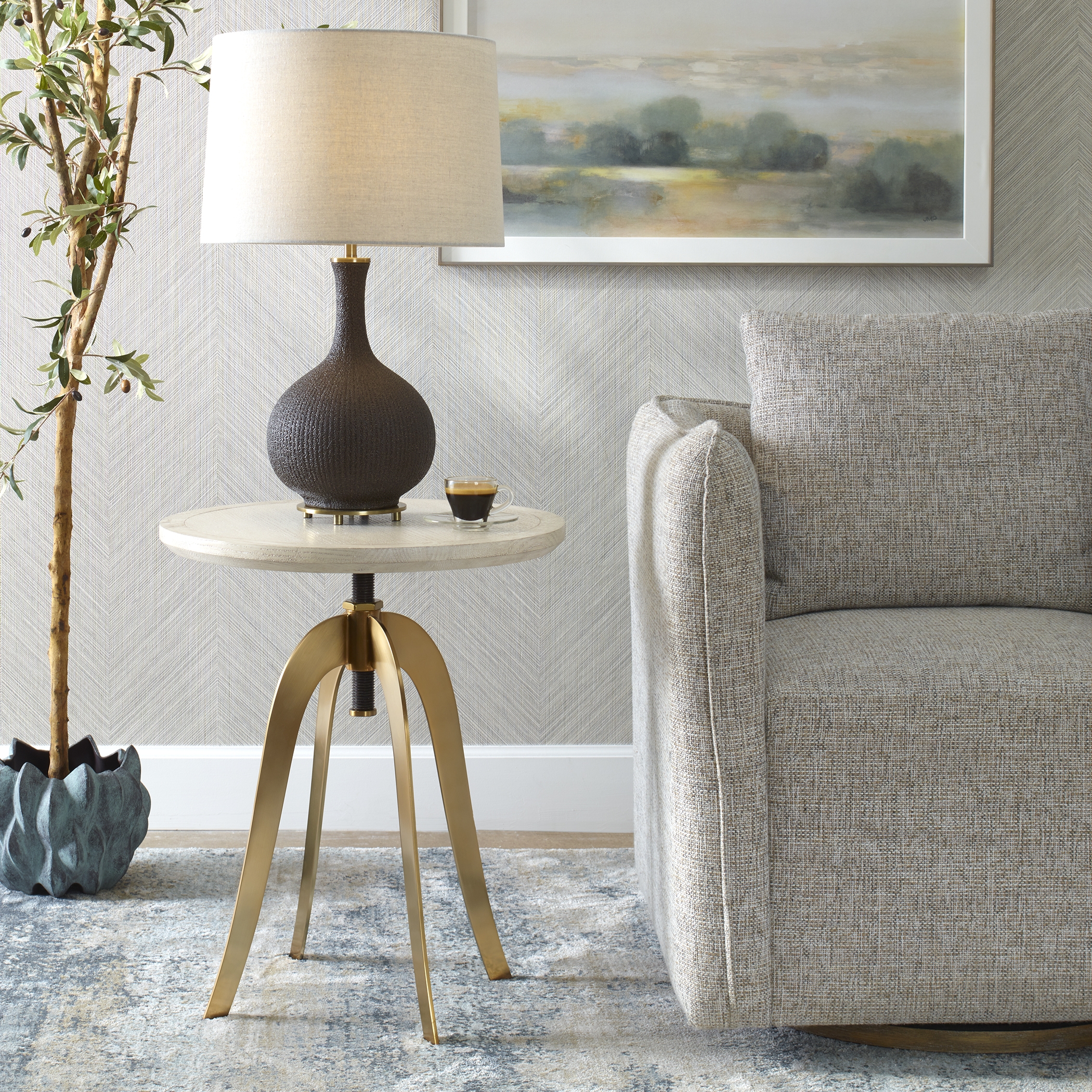 Alice Oak Adjustable Accent Table - Image 2