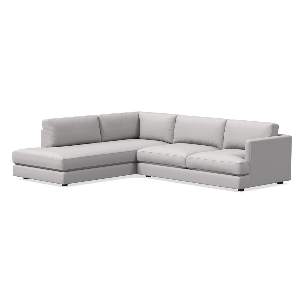 Haven 106" Left Multi Seat 2-Piece Bumper Chaise Sectional, Standard Depth, Performance Chenille Tweed, Frost Gray - Image 0
