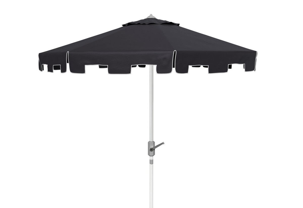 Zimmerman 9 Ft Market Umbrella - Black/White - Safavieh - Image 0