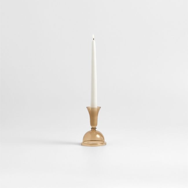 Milano Small Amber Glass Taper Candle Holder 5.2" - Image 0