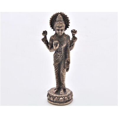 Small Standing Lakshmi Figurine. Hand Crafted On Bras With Silver Patina. 1.25 Inch Tall - Image 0