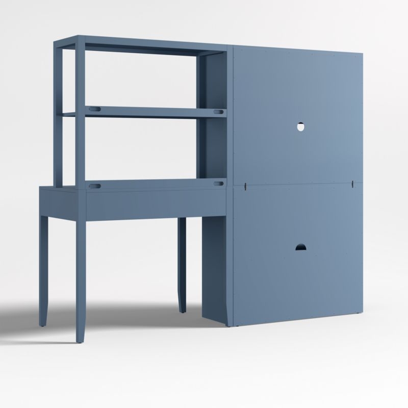 Ever Simple Modular Slate Blue Wood Kids Workspace Suite - Image 3