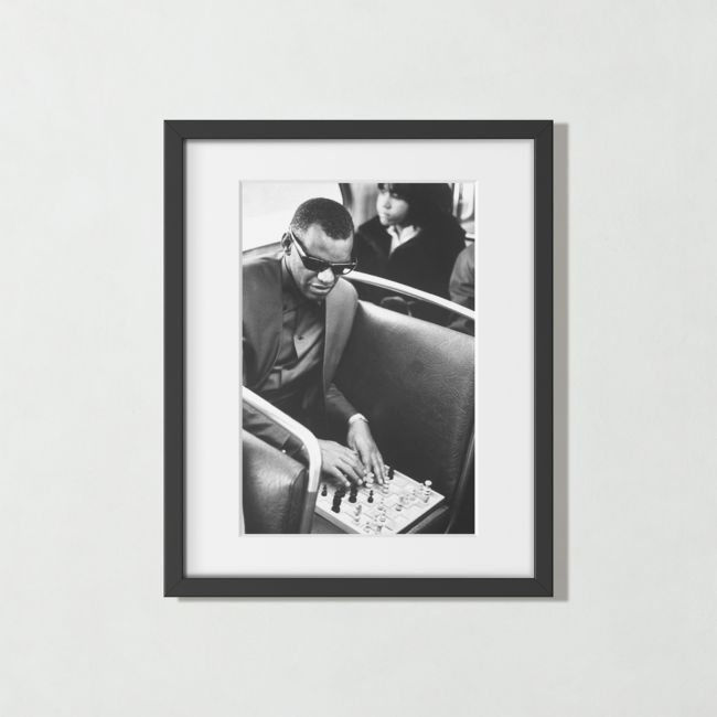 'Ray Charles Playing Chess' Photographic Print in Black Frame 17"x21" - Image 0