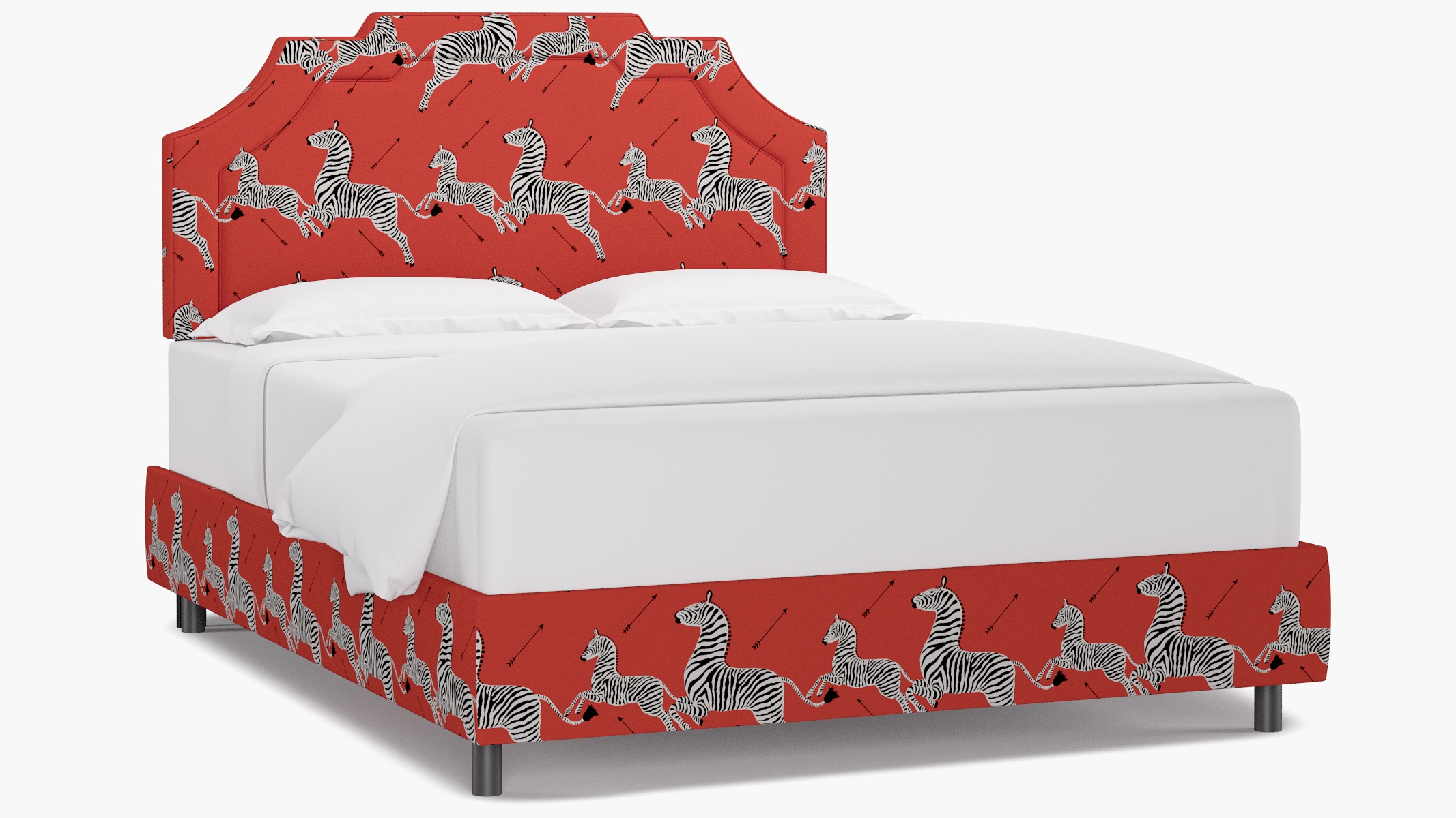 Art Deco Bed, Coral Zebra, Queen - Image 1