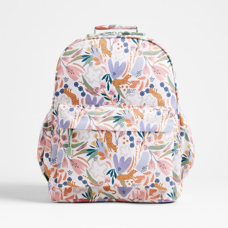 Dreamer Leopard Floral Large Kids Backpack with Side Pockets - Image 2